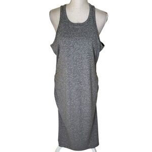 UpWest Resort Heather Gray Knit Sleeveless Ruched Tank Midi Dress XL